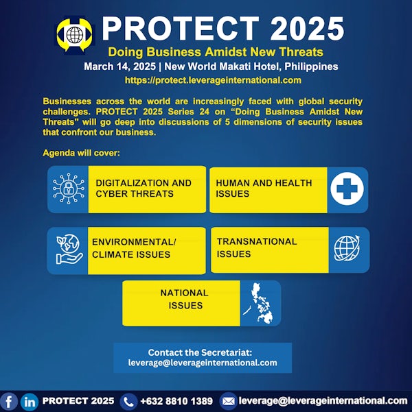On 14 March 2025, the PROTECT International Conference Series will convene at the New World Makati Hotel, focusing on "Doing Business Amidst New Threats."

Find out what it will talk about: securitymiddleeastmag.com/international-…

#PROTECT #Security #CyberSecurity