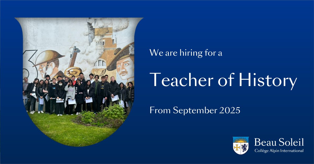 BeauSoleil_ch's tweet image. We're #hiring
As a full-time Teacher of History at Beau Soleil, you’ll inspire curiosity, spark debate, and bring history to life in a way that shapes young minds for the future.
Find out more information here
beausoleil.ch/teacher-of-his…
#cabs
