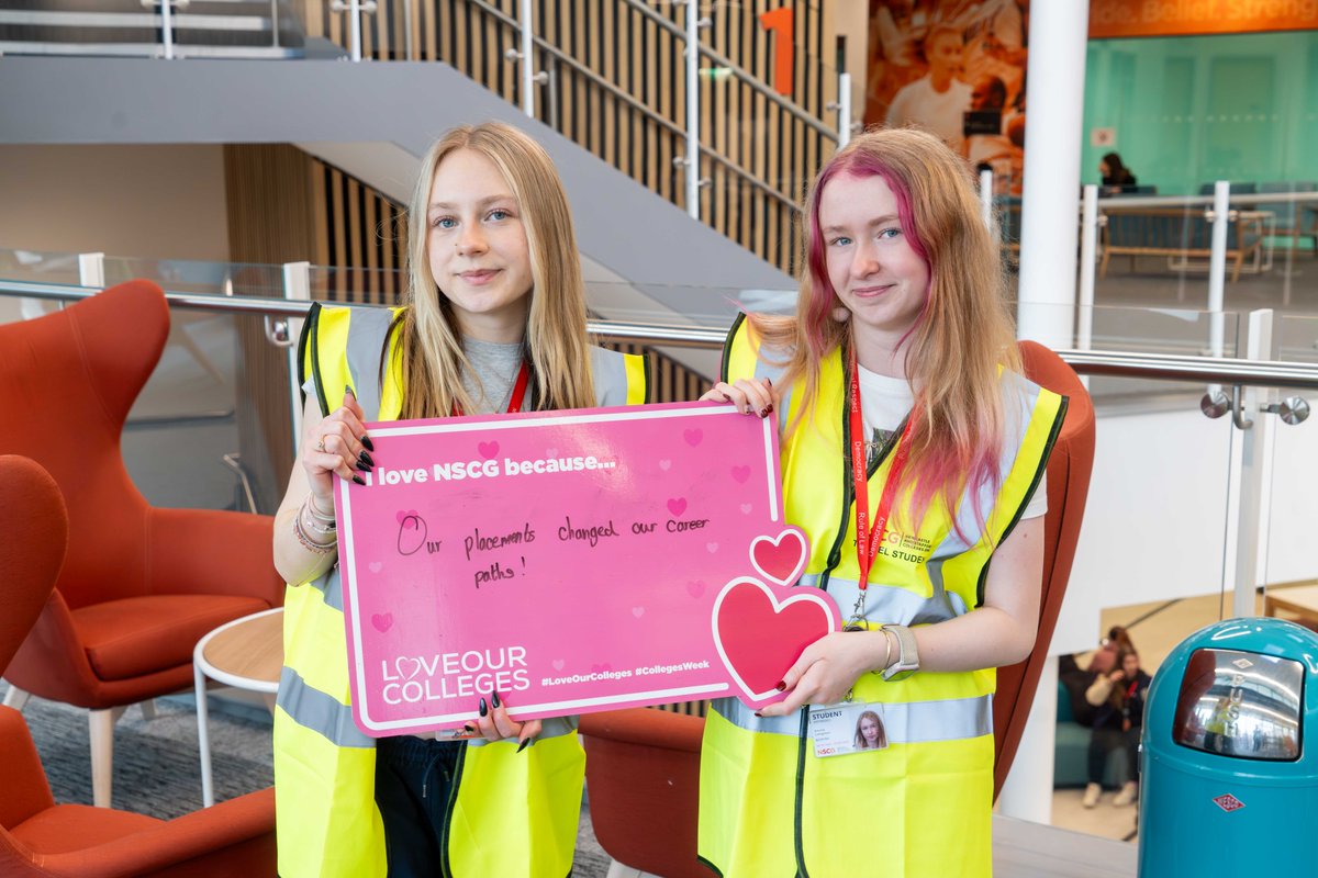 There's so much to love about our T Level courses and this week our #WomenInConstruction are telling us their favourite things about studying at NSCG! 😍 ❤️

👷‍♀️ "I love NSCG because of the T Level placement opportunities" 
🚧 "I love NSCG because of the facilities"
🏗️ "I love