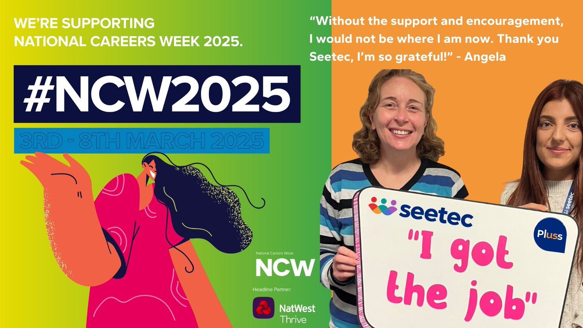 It's National Careers Week!

Visit our website at seetec.co.uk

And whilst you’re there, check out our EVENTS pages to see some of the many job fairs and other activities we hold or attend across the country.

#NCW2025 #NoOneLeftBehind