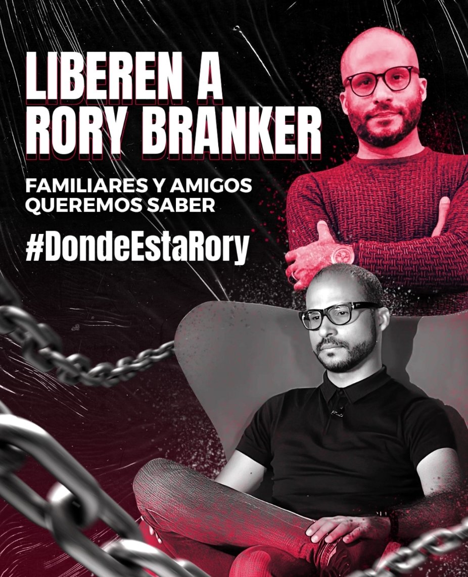 🔴 Rory Branker sigue detenido por las autoridades, hoy se cumplen 2 semanas y no lo han ni presentado en Tribunales ni dejado saber a sus amigos y familiares donde está.
#LiberenARoryBranker
#DondeEstaRory

<a href="/CNPCaracas/">CNP Caracas</a> <a href="/sntpvenezuela/">SNTP</a> <a href="/ipysvenezuela/">IPYS Venezuela</a> <a href="/clippve/">Comité por la Libertad de los Presos Políticos.</a> <a href="/srpapagayos/">Papagayo</a>