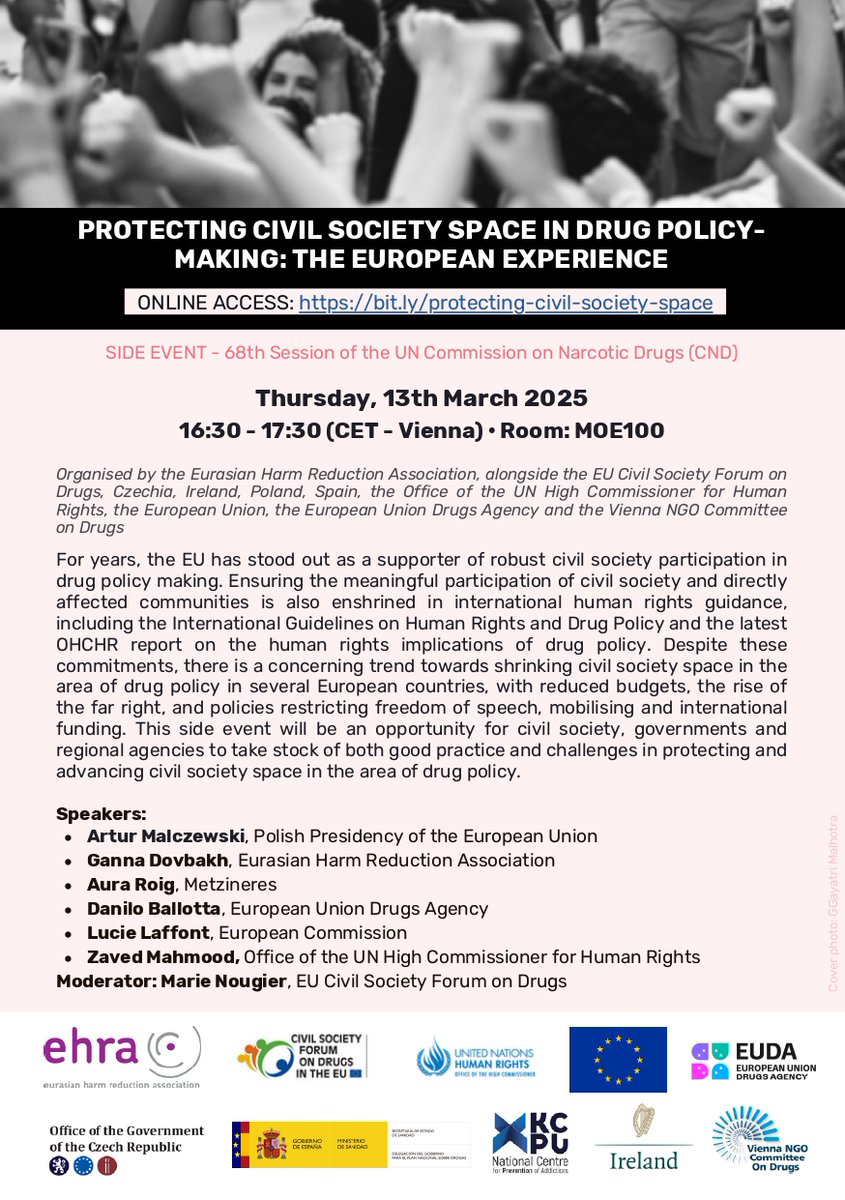 An important EU Civil Society Forum on Drugs side event at the Commission for Narcotic Drugs next week.