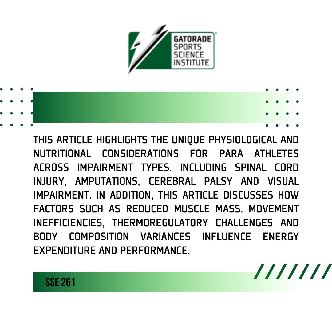 What are the energy expenditures of paralympic athletes? And what are some key considerations that coaches and athletes must be aware of to optimize training, performance and nutrition? Read the latest #GSSI SSE to learn more: bit.ly/43ka9yX