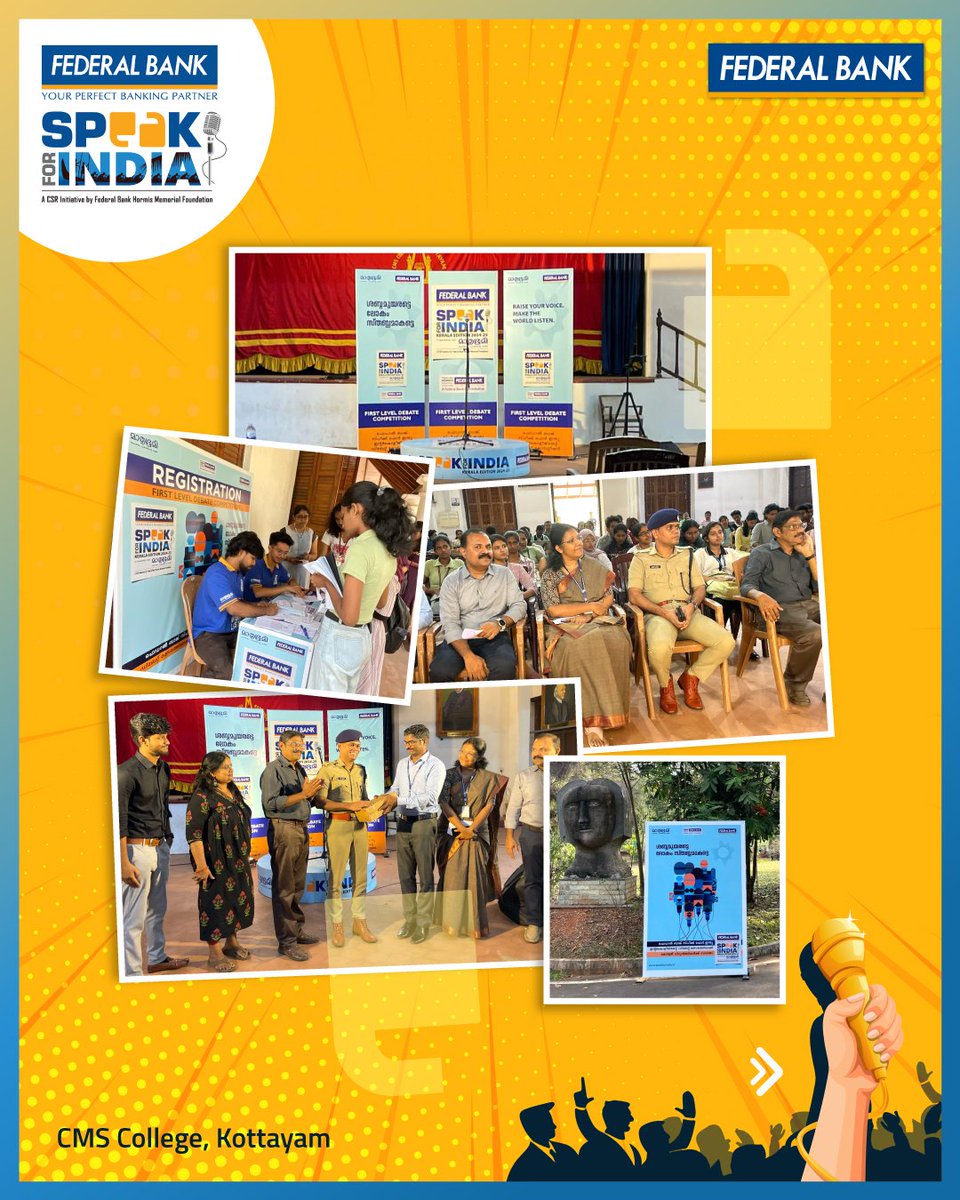 FederalBankLtd's tweet photo. Federal Bank Speak for India 2025 is gaining momentum in Kerala, with much more to come.
#SpeakForIndia #DebatingCompetition #FederalBank #Kerala https://t.co/l738DET0F4