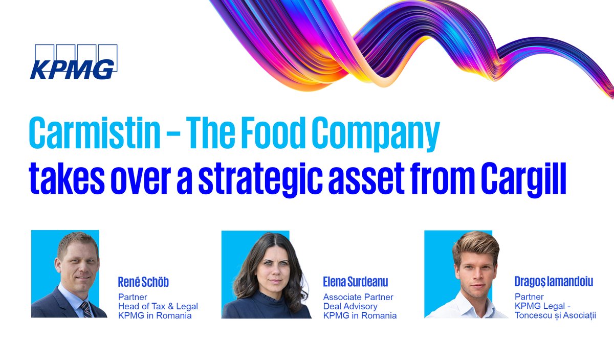KPMG in Romania’s integrated team of tax, legal, and finance professionals led by René Schöb, Head of Tax &amp; Legal, KPMG in Romania, have advised Carmistin The Food Company in its transaction to buy Provimi, a Cargill company. linkedin.com/feed/update/ur…