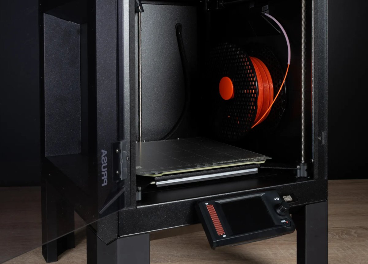 Ha! <a href="/PrusaGuy/">Prusaguy</a> printed a custom side panel for the <a href="/Prusa3D/">Prusa3D</a> CORE One, with the spool on the inside. It has its downsides (e.g. color change mid print is PITA) BUT you can put the printers completely side-by-side, if you are tight on space. I bet some people will find it useful!