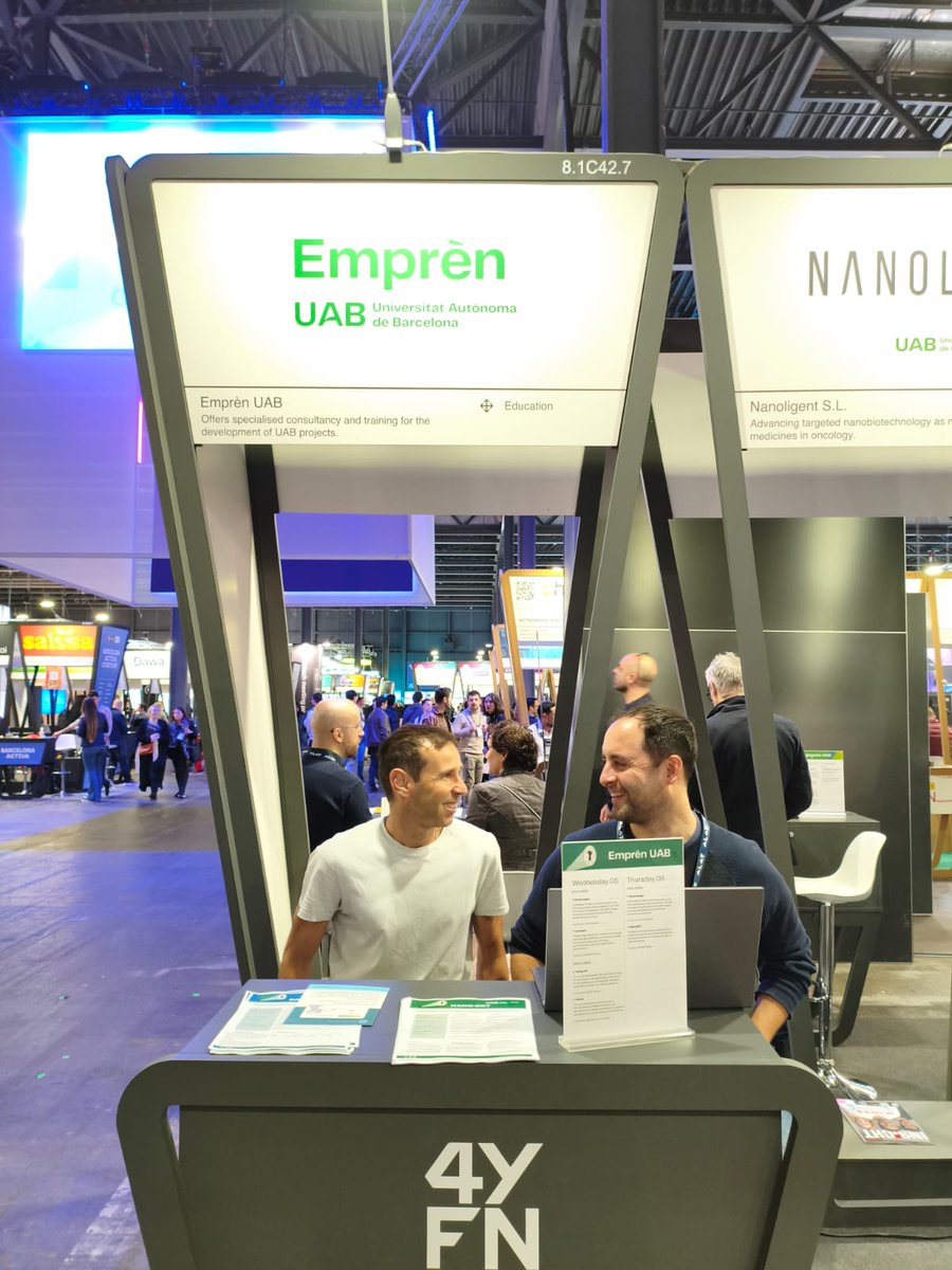 Protein Engineering and Nanomedicine Lab UAB (@nanomedlabuab) on Twitter photo Today, we are presenting the NanoERT project from <a href="/IBB_UAB/">Institut de Biotecnologia i de Biomedicina UAB</a> and <a href="/VHIR_/">Vall d'Hebron Institut de Recerca</a> at 4YFN at MWC 2025. You can find us at the stand of <a href="/UABEmpren/">Emprèn UAB</a> from <a href="/UABBarcelona/">Universitat Autònoma de Barcelona</a>. Sharing the morning with the Brainmapp project and connecting with companies and investors. #Parkinson #Gaucher #MWC25 Today, we are presenting the NanoERT project from <a href="/IBB_UAB/">Institut de Biotecnologia i de Biomedicina UAB</a> and <a href="/VHIR_/">Vall d'Hebron Institut de Recerca</a> at 4YFN at MWC 2025. You can find us at the stand of <a href="/UABEmpren/">Emprèn UAB</a> from <a href="/UABBarcelona/">Universitat Autònoma de Barcelona</a>. Sharing the morning with the Brainmapp project and connecting with companies and investors. #Parkinson #Gaucher #MWC25