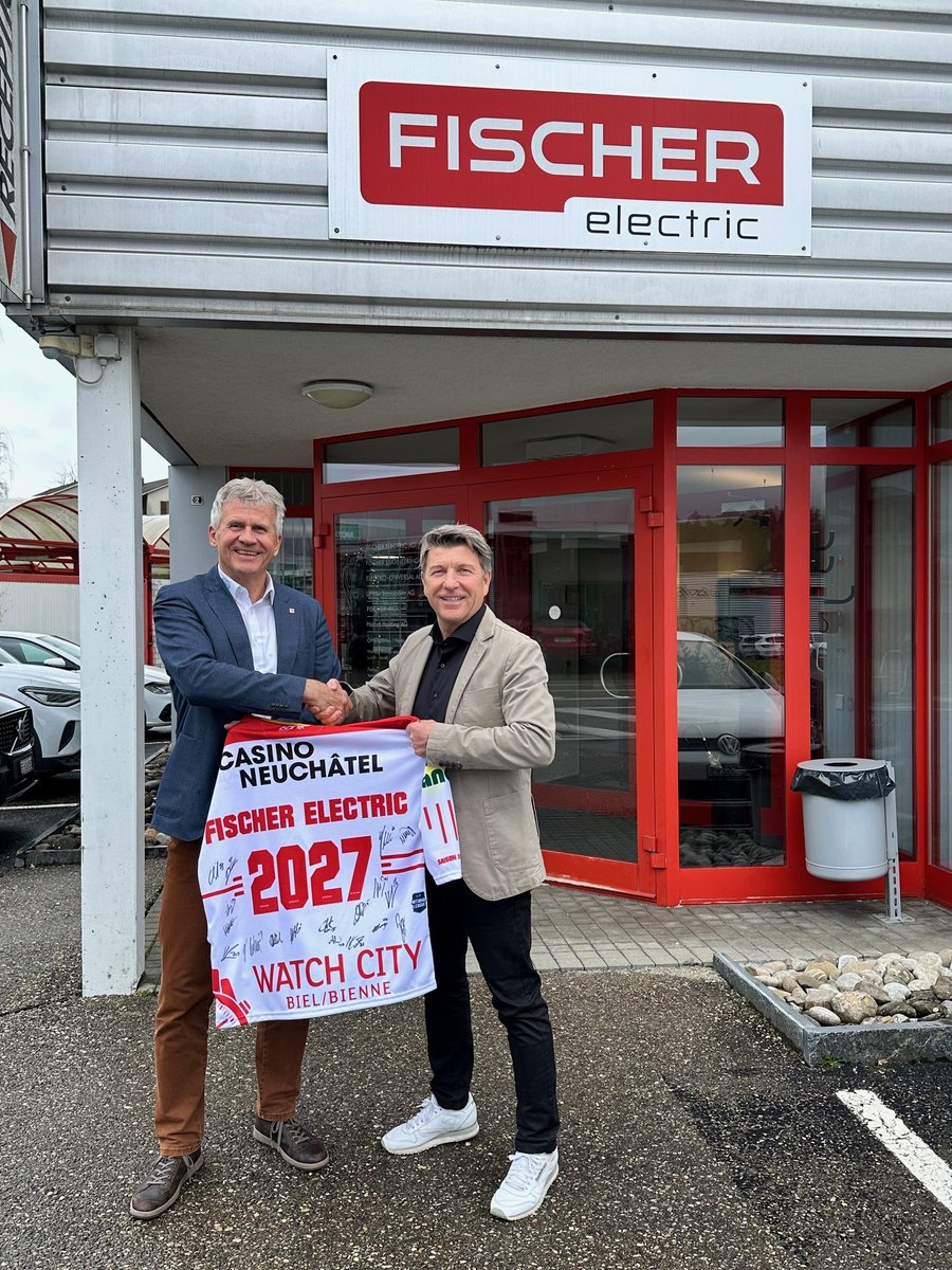 ehcbiel's tweet photo. FISCHER ELECTRIC AG – verlängert als Bronzesponsor um 2 Saisons 🥳
Fischer Electric, l'entreprise familiale innovante basée à Orpond, Lyss et Granges, prolonge de deux saisons supplémentaires son engagement de longue date en tant que sponsor de bronze du HCB.
#icicestbienne https://t.co/UKAzGt6bPr