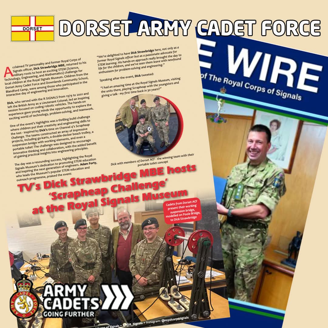 Nice to see Dorset Army Cadet Force in the latest issue of The Wire, The Magazine of The Royal Corps of Signals. A wonderful write up about the Cadets trip to Blandford Camp to spend the day with Retired Royal Signals Lt Col and TV Star <a href="/dickstrawbridge/">Dick Strawbridge</a>. <a href="/Dorsetacf/">Dorset ACF</a> <a href="/ArmyCadetsUK/">Army Cadets UK</a>
