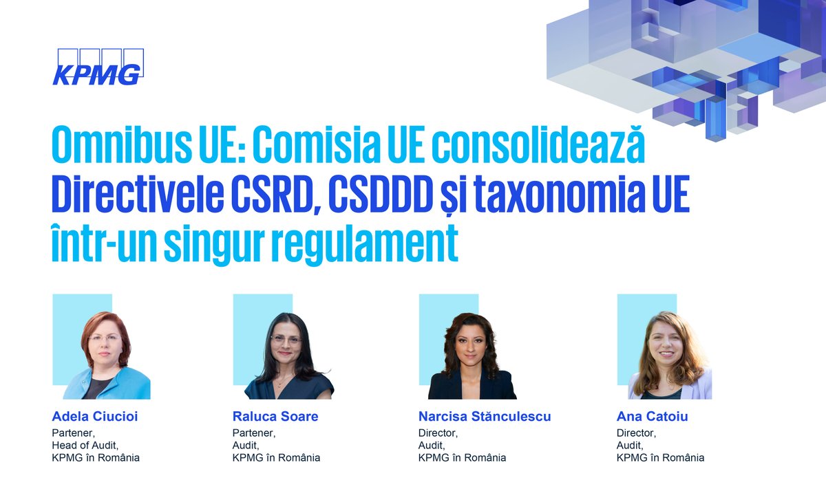 Comisia UE a avut în vedere consolidarea Directivei privind raportarea referitoare la sustenabilitatea corporativă, a Directivei privind diligența necesară pentru asigurarea durabilității corporative și a taxonomiei UE într-un singur regulament omnibus. linkedin.com/feed/update/ur…
