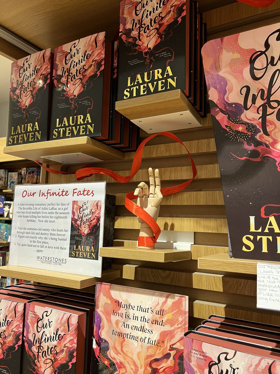 My bespoke hand painted display for Our Infinite Fates by Laura Steven ♥️✨
.
One of my absolute favourites to create!
<a href="/PenguinHuddleUK/">Penguin Huddle</a> <a href="/PenguinUKBooks/">Penguin Books UK</a> <a href="/penguinplatform/">Penguin Platform 🐧</a>