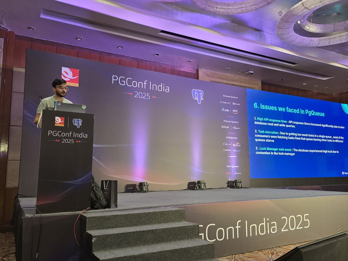 PostgreSQL India (@pgconfindia) on Twitter photo Hemendra Sharma from <a href="/SquadStackTeam/">SquadStack</a> talking about pgQueue at <a href="/PGConfIndia/">PostgreSQL India</a>.
#PostgreSQL #PGConfIndi Hemendra Sharma from <a href="/SquadStackTeam/">SquadStack</a> talking about pgQueue at <a href="/PGConfIndia/">PostgreSQL India</a>.
#PostgreSQL #PGConfIndi