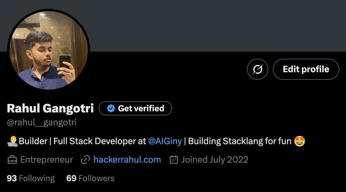 rahul__gangotri's tweet photo. Career Update 😉- 

Now a Full stack Developer at @AIGiny , building next-gen Customer support Product with Voice/video, whatsapp and 10+ channels

Posting regular updates here !🚀

I really like my followers count tho 😉 https://t.co/0HZLuBBtjp