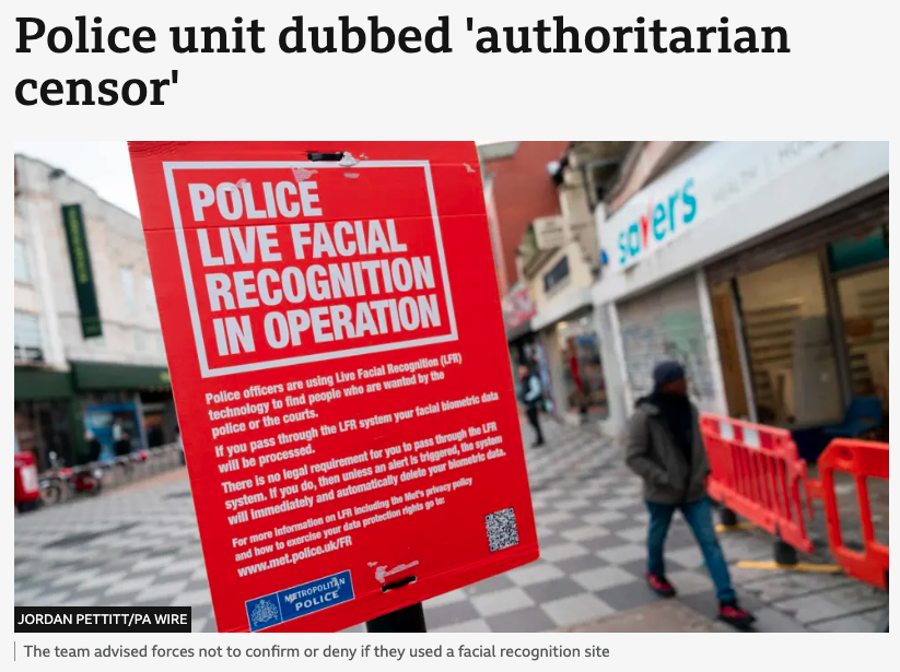 NEW 

Policing units told local forces to STOP releasing information to the public on use of facial recognition + banned surveillance tools

"At a time when public trust in police is at an all-time low, transparency in their actions has never been more important." 🗣️ Akiko Hart