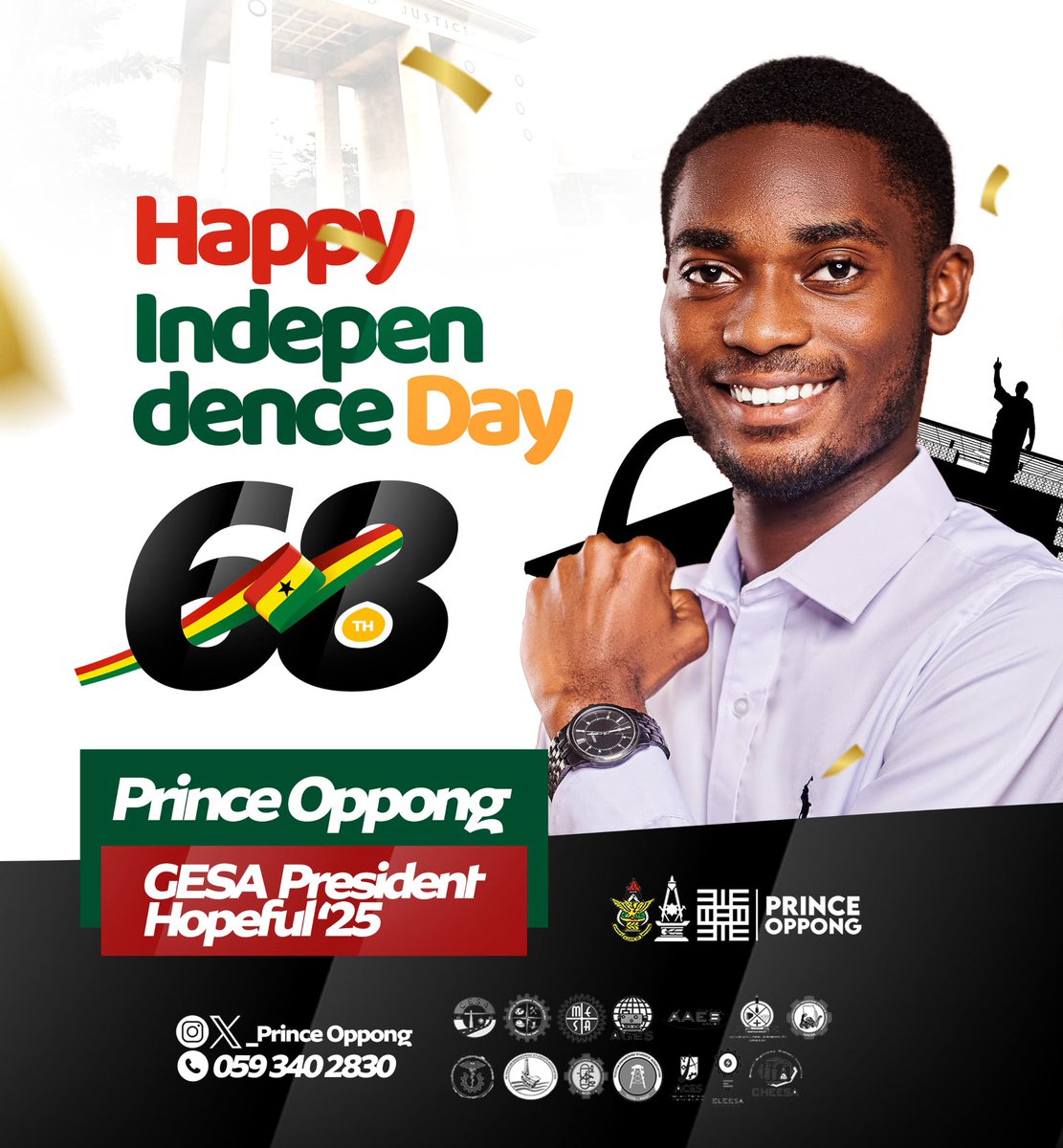_PrinceOppong's tweet image. 🇬🇭 HAPPY 68TH INDEPENDENCE DAY, GHANA! 🎉✨

 Today, we celebrate the freedom, strength, and resilience that define us as a nation.

 I’m PRINCE OPPONG, committed to a vision of excellence, empowerment, and positive change. The future is ours to shape.