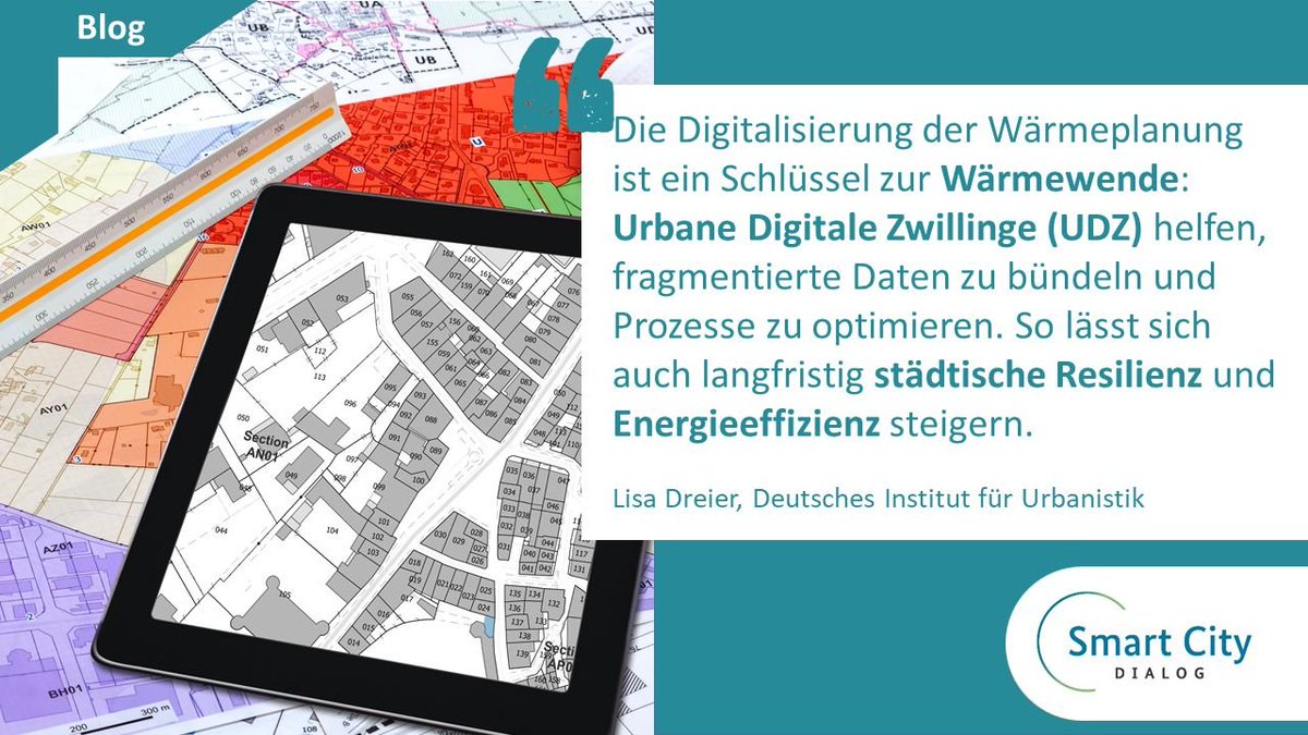 🌍 Unser neuer Beitrag auf dem #SmartCity-Blog zeigt, wie digitale Zwillinge die #Wärmewende voranbringen. Mit spannenden Ansätzen aus:

🔹 Regensburg: Sanierungs-Zwilling
🔹 Kempten: Urbane Datenplattform
🔹 Leipzig: Energie-Atlas

➡️ Zum Beitrag: smart-city-dialog.de/blogs/smart-ci…