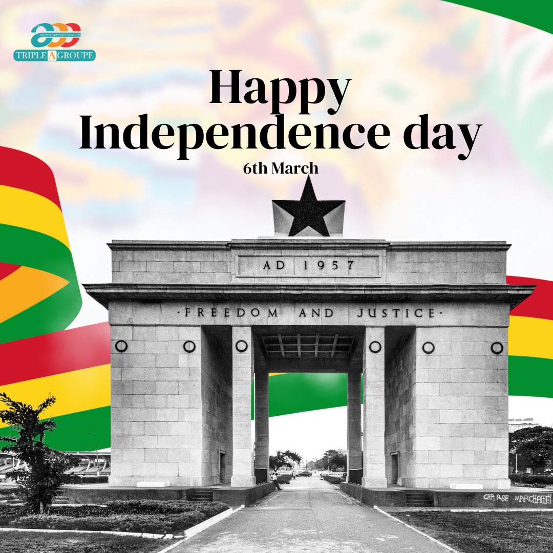 TripleAGroupe's tweet image. Happy 68th Independence Day, Ghana! 🇬🇭
We celebrate the spirit of freedom and resilience.
#GhanaAt68
#IndependenceDay 
#TripleAGroupe