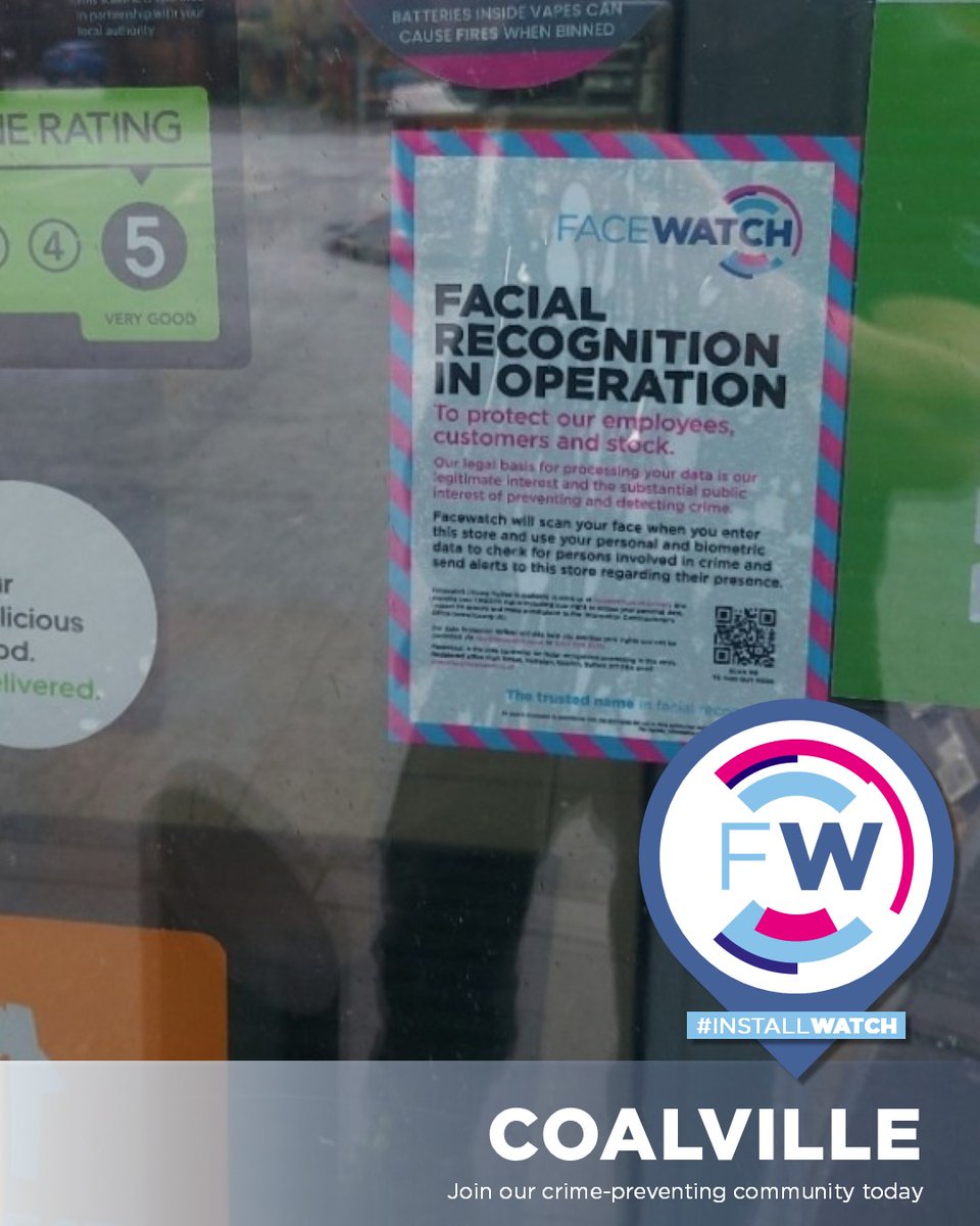 Installing daily across the length and breadth of the UK - we've been to Coalville recently. Are we in your town?

Call us now 0207 930 3225
Book your free demo here bit.ly/3DyjGon

#Facewatch #FacialRecognition #Retail #CrimePrevention #Installwatch #Coalville