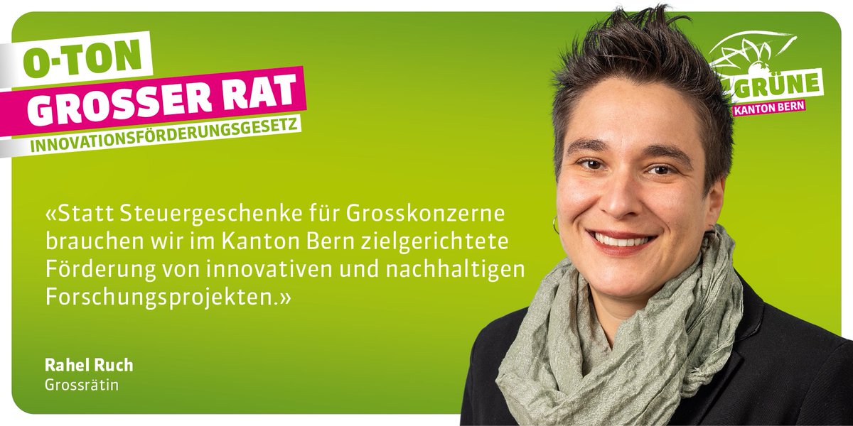 GRÜNE Kanton Bern (@gruenebern) on Twitter photo #Frühlingssession Der Grosse Rat hat in 1. Lesung über das Innovationsförderungsgesetz beraten. Statt Steuergeschenke für Grosskonzerne braucht es zielgerichtete Förderung von innovativen und nachhaltigen Forschungsprojekten 🔎 🗯️ <a href="/RahelRuch/">Rahel Ruch</a> #Frühlingssession Der Grosse Rat hat in 1. Lesung über das Innovationsförderungsgesetz beraten. Statt Steuergeschenke für Grosskonzerne braucht es zielgerichtete Förderung von innovativen und nachhaltigen Forschungsprojekten 🔎 🗯️ <a href="/RahelRuch/">Rahel Ruch</a>