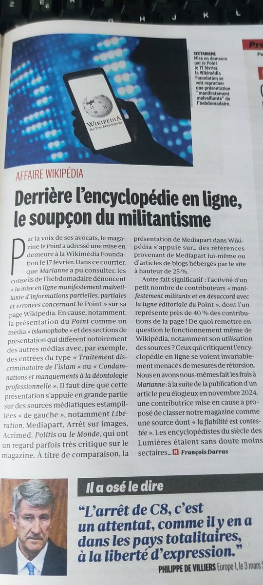 Wikirigoler's tweet image. Dans @MarianneleMag d'aujourd'hui, une excellente synthèse de l'Affaire #Wikipédia