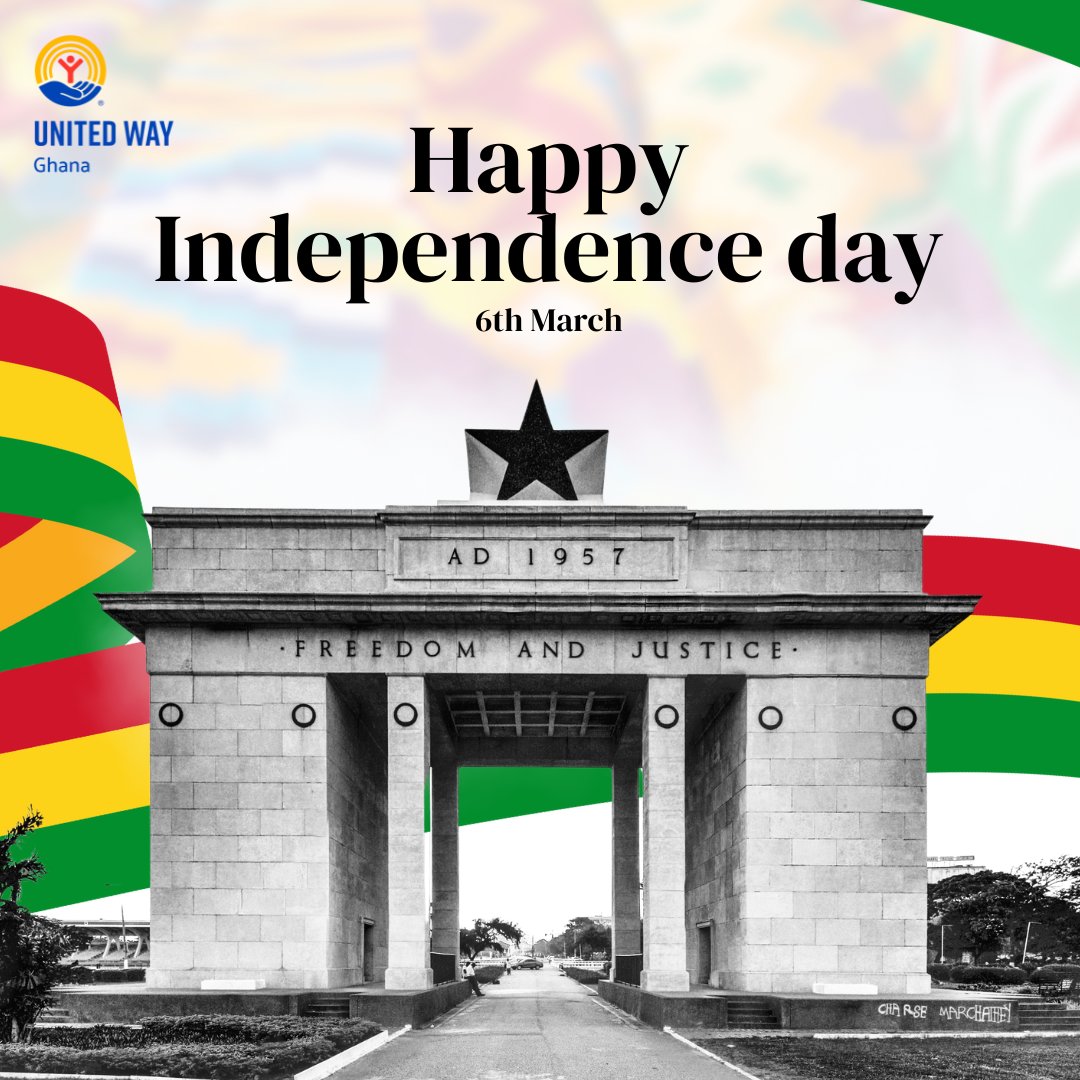 Happy Independence Day from United Way Ghana. 🇬🇭

As we mark Ghana’s 68th Independence Anniversary, let’s continue working together to build a brighter future for all. Our collective efforts will shape the Ghana we dream of!

#UnitedWayGhana #IndependenceDay #GhanaAt68