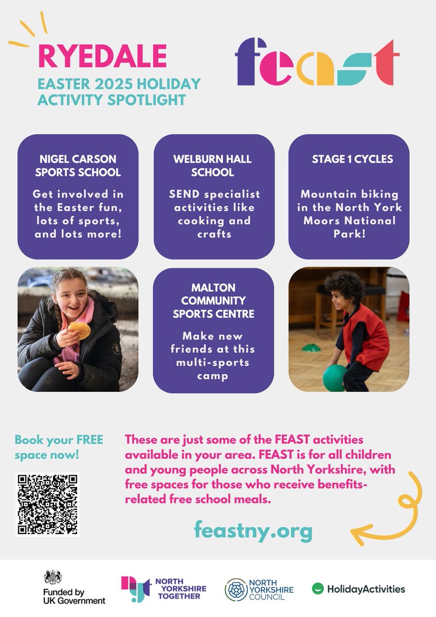 CaVCA (@cavca1) on Twitter photo FEAST (<a href="/nyorkstogether/">North Yorkshire Together</a>) is back this Easter holiday and better than ever, with a fantastic range of activities to keep your children active, fed and having fun during the school holidays!
Click here to find out more: northyorkshiretogether.co.uk/feast/?utm_sou… FEAST (<a href="/nyorkstogether/">North Yorkshire Together</a>) is back this Easter holiday and better than ever, with a fantastic range of activities to keep your children active, fed and having fun during the school holidays!
Click here to find out more: northyorkshiretogether.co.uk/feast/?utm_sou…