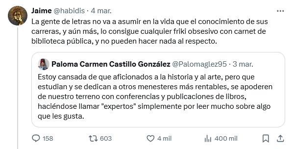 CriticaLectura's tweet photo. Que si cualquiera puede aprender Historia con un carnet de biblioteca pública, que si somos "letrasados" que distorsionamos la realidad...
¿Queréis saber un secreto?👀 A los "científicos" les hacen falta los "letrasados". Pasad por aquí, que os lo demuestro👇 https://t.co/al6NYbywpP