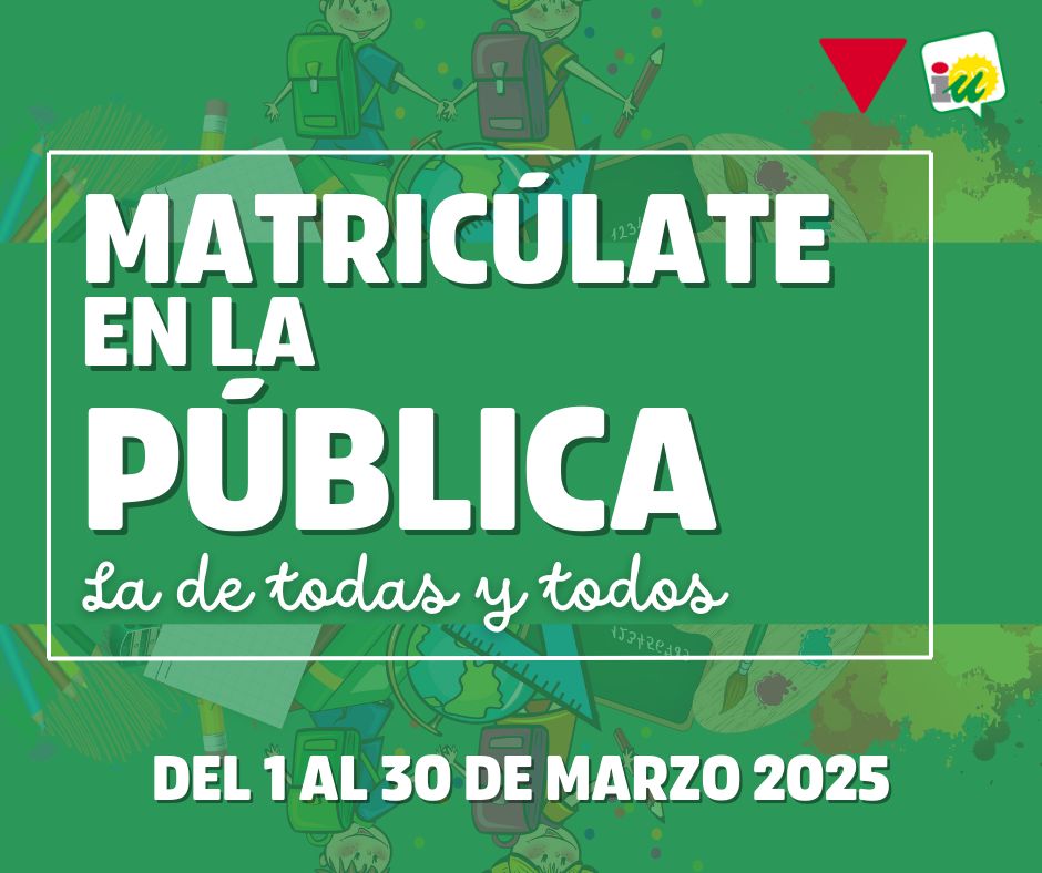 💚 EDUCACIÓN PÚBLICA Y DE CALIDAD ✌🏽 

 <a href="/caroloxiis/">Carol Rguez.🔻</a> "Seguiremos impulsando la matriculación en colegios públicos y exigiendo medidas urgente, para frenar este ataque a la educación pública”.

🔗 acortar.link/5PtRxe