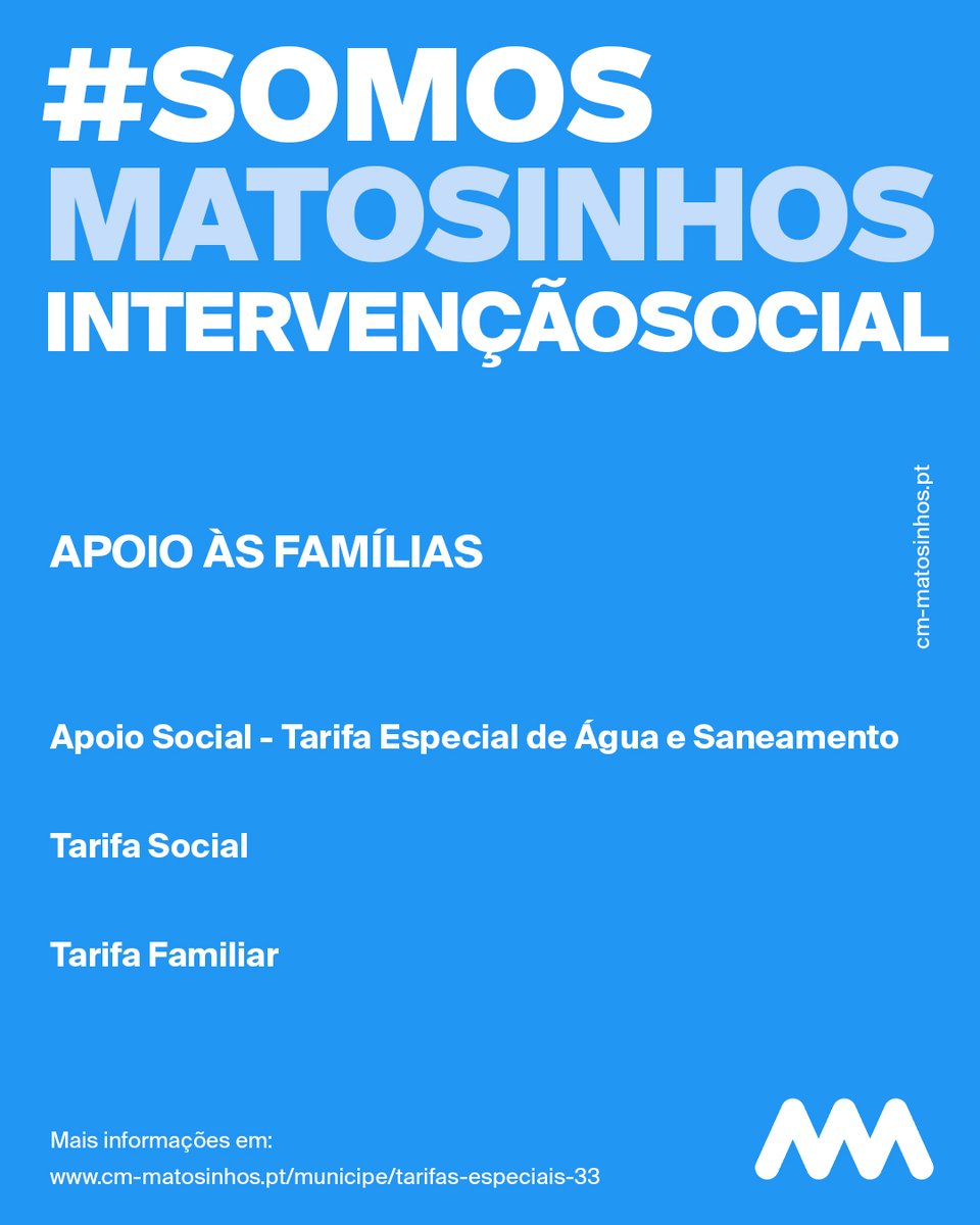 A Câmara Municipal de Matosinhos promove a qualidade de vida dos matosinhenses, através do acesso a tarifas especiais nos serviços de água e saneamento! 💧