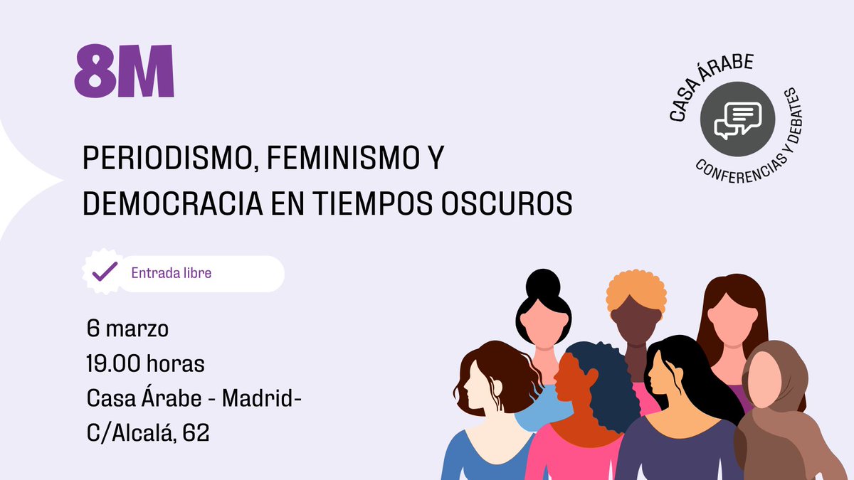 Casa Árabe (@casaarabe) on Twitter photo ¿Cómo viven las mujeres, en medio de conflictos y crisis migratorias, la lucha por visibilizar algunos temas en los medios de comunicación?
Esta tarde a las 19.00, en el marco de la conmemoración del #8M, vente a la mesa redonda con Noor Ammar Lamarty, la periodista <a href="/masteson/">Nuria Tesón</a> ¿Cómo viven las mujeres, en medio de conflictos y crisis migratorias, la lucha por visibilizar algunos temas en los medios de comunicación?
Esta tarde a las 19.00, en el marco de la conmemoración del #8M, vente a la mesa redonda con Noor Ammar Lamarty, la periodista <a href="/masteson/">Nuria Tesón</a>
