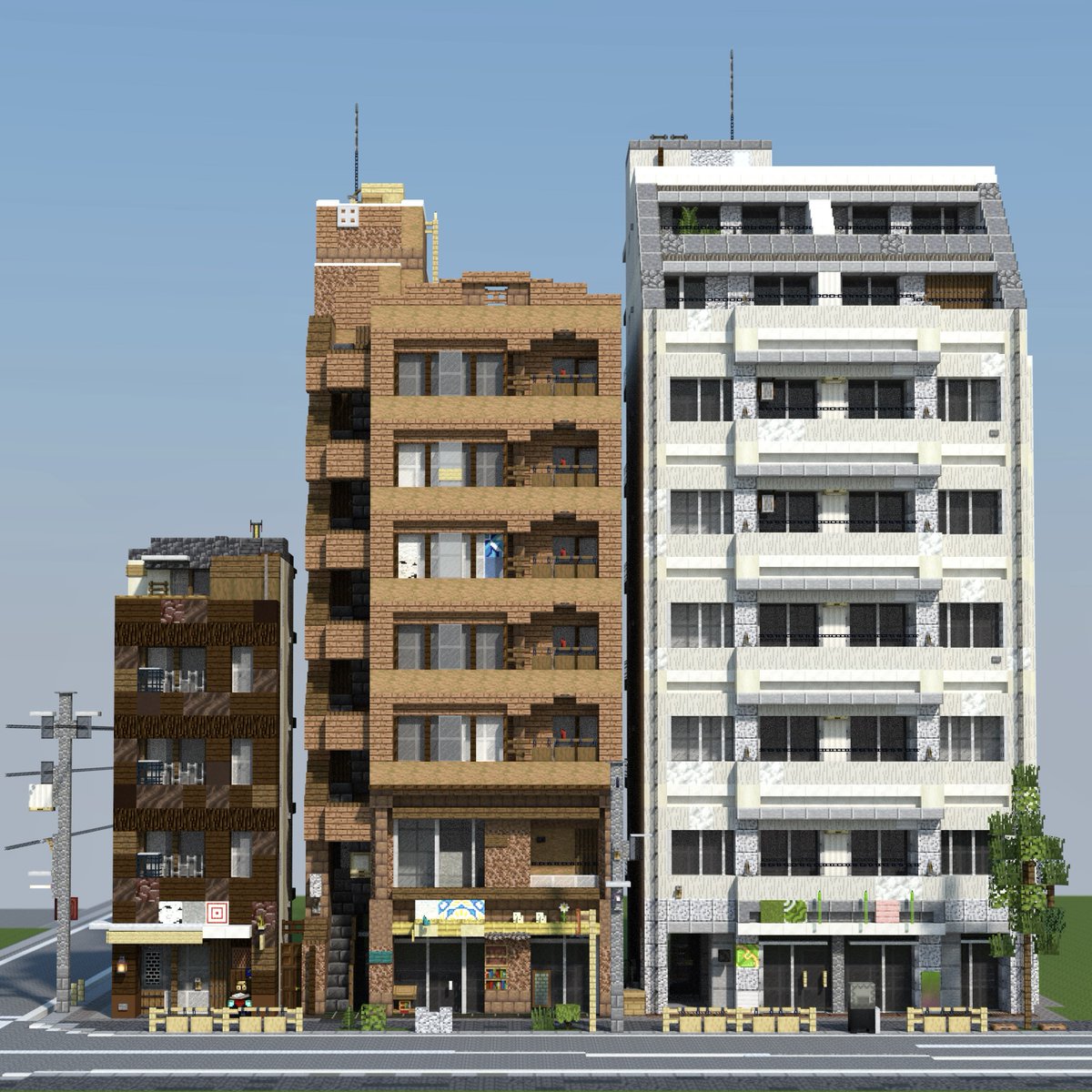 雑居ビル
——-[丘雲市 No.679~681 棟目]———-  
#Minecraft #マイクラ建築