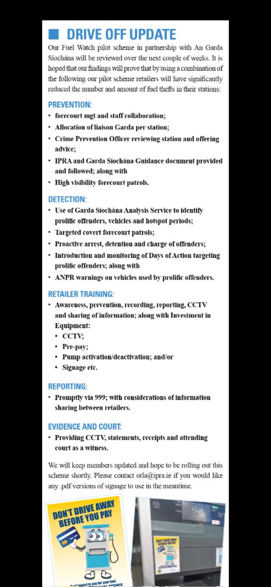 FUEL WATCH in partnership with <a href="/GardaTraffic/">An Garda Síochána</a> <a href="/gardainfo/">Garda Info</a> #stopfueltheft #fueltheftcostscustomers <a href="/OCallaghanJim/">Jim O'Callaghan TD</a> ipra.ie/forecourt-reta…