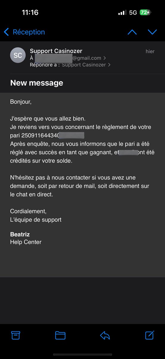 Salah (@salahddict) on Twitter photo Bonjour <a href="/BetifyFrance/">Betify France</a> <a href="/YonibetFrance/">Yonibet France</a>
Quand c’est King Kong Pronos ou Pepsi Max Pronos y a pas de soucis bizarrement…
Soyez professionnels et rectifiez moi ça, vos beaux-frères de casinozer ont deja payer eux. Bonjour <a href="/BetifyFrance/">Betify France</a> <a href="/YonibetFrance/">Yonibet France</a>
Quand c’est King Kong Pronos ou Pepsi Max Pronos y a pas de soucis bizarrement…
Soyez professionnels et rectifiez moi ça, vos beaux-frères de casinozer ont deja payer eux.