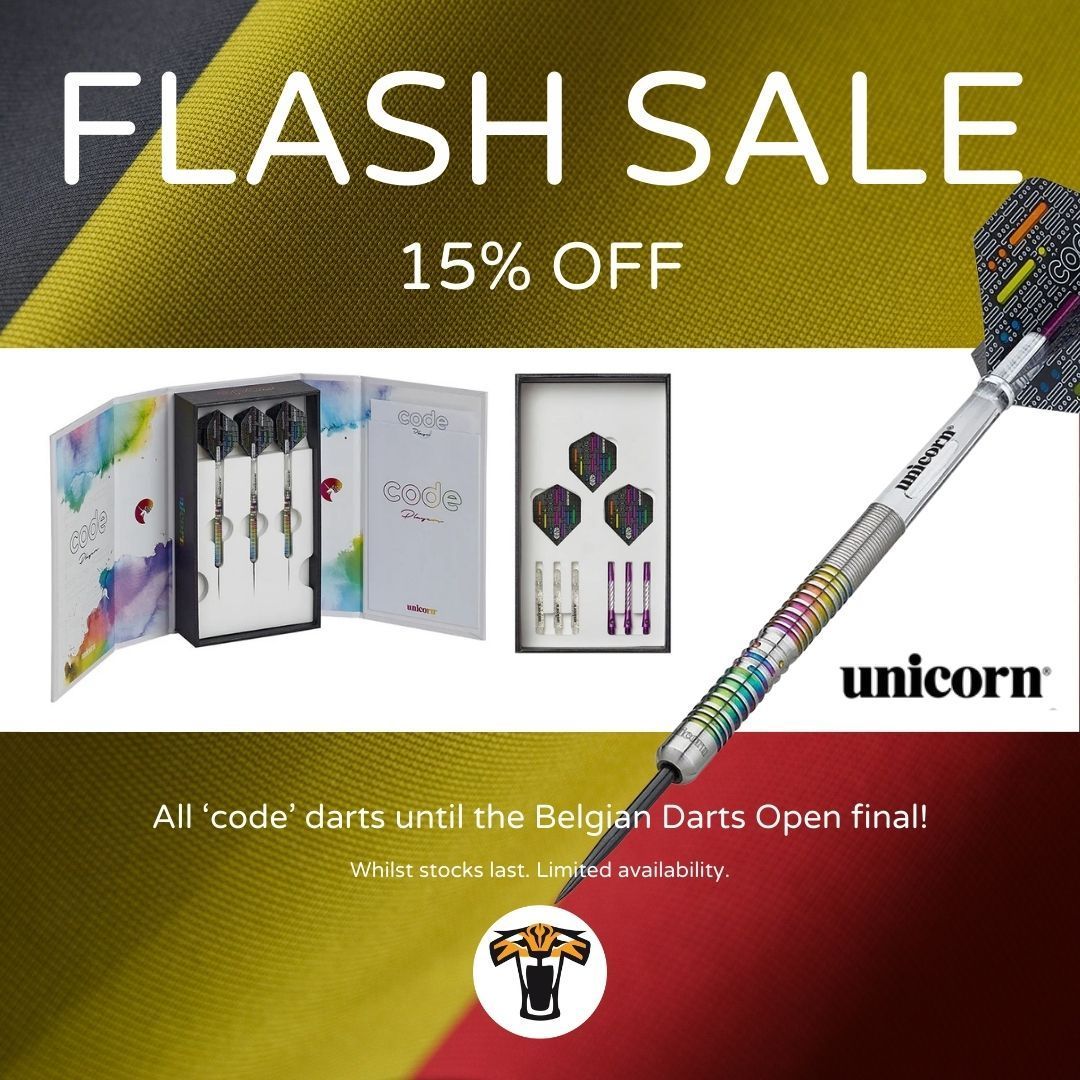 🎯 #FlashSale 🎯⁠ 

Play like the pros with a set of <a href="/UnicornDarts/">Unicorn Darts</a>'s Code #darts. With the first leg of the <a href="/PDCEurope/">PDC Darts Europe</a> European Tour 2025 kicking off in Wieze this weekend, we're discounting our remaining sets by 15%!

Use "CODERED" at checkout.