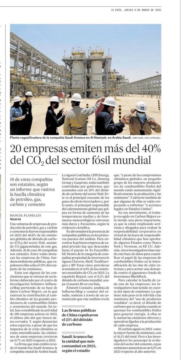 LookappMBS's tweet photo. 20 empresas emiten más del 40%
del #CO, del sector fósil mundial. #contaminación #efectoinvernadero https://t.co/5f0JgBWPE4