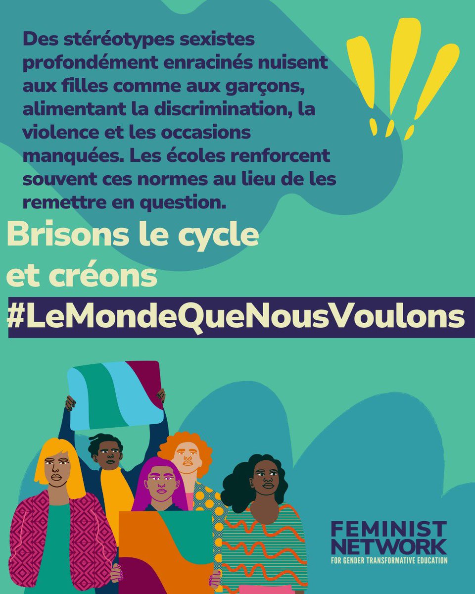 Des normes de genre profondément enracinées peuvent empêcher les filles, les garçons et les enfants issus de milieux différents d'accéder à l'éducation.
 #JIF2025, préparez-vous à nous rejoindre, mobilisez vous pour #LeMondeQueNousVoulons grâce à #GenderTransformativeEducation