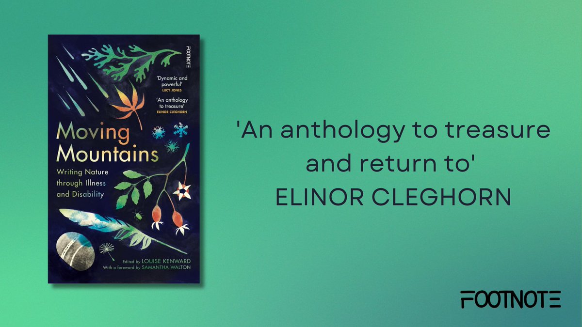 Footnote Press (@wearefootnote) on Twitter photo 🍂 Moving Mountains, edited by <a href="/LouiseKenward/">Louise Kenward</a> with a foreword by Samantha Walton is out today in paperback!
This is nature experienced wholly and acutely, written from the perspective of disabled and chronically ill authors.
geni.us/MovingMountains 🍂 Moving Mountains, edited by <a href="/LouiseKenward/">Louise Kenward</a> with a foreword by Samantha Walton is out today in paperback!
This is nature experienced wholly and acutely, written from the perspective of disabled and chronically ill authors.
geni.us/MovingMountains