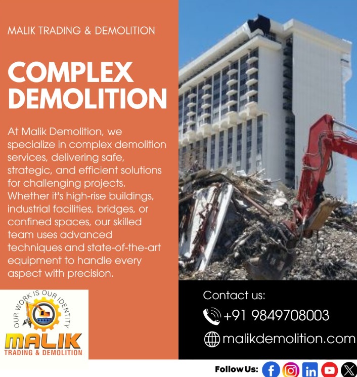 MalikDemoli96's tweet image. Complex demolition involves the careful and controlled removal of structures that are difficult to dismantle due to their size, location, or design.#ComplexDemolition
#DemolitionExperts
#StructuralDemolition
#BuildingDismantling
#HeavyDemolition