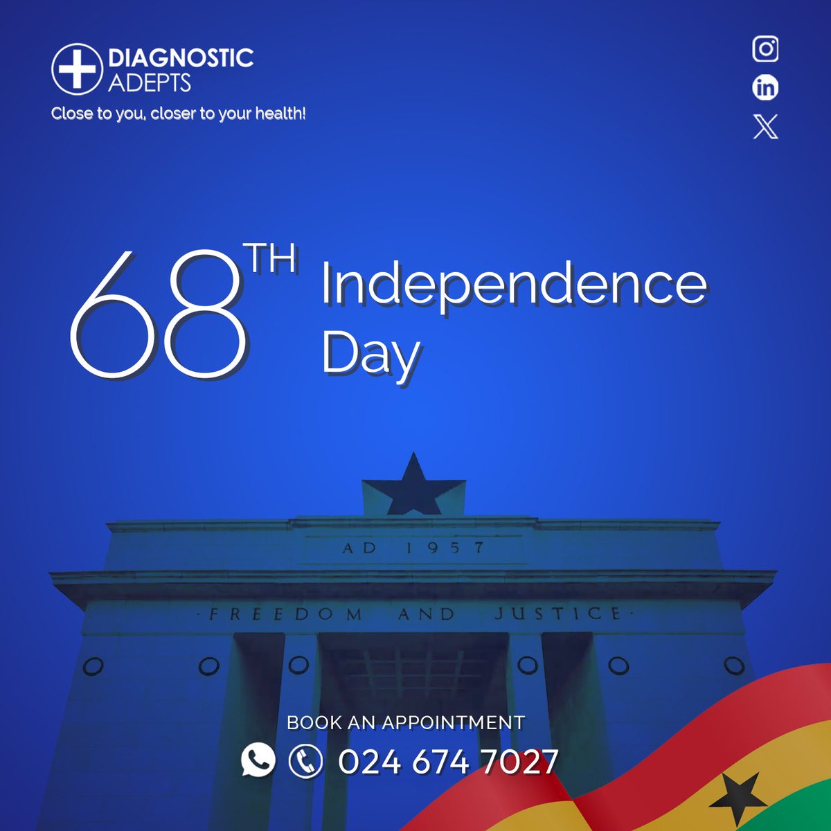 Happy 68th Independence Day, Ghana! 🇬🇭
Today we celebrate the strength, unity, and resilience of our great nation.
As we reflect on our rich history and the journey toward freedom, let’s continue to work together for a brighter future.
Long live Ghana, long live the Black Star!