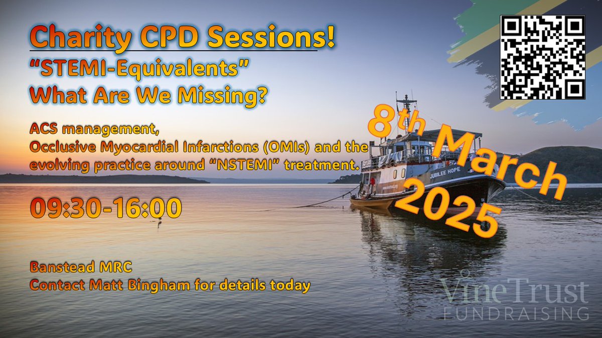 CPD Session THIS WEEK on STEMI Equivalents - 8th March 2025 - Banstead MRC
Contact Matt Bingham for details