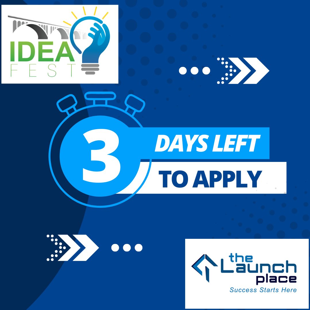 3 days left to apply to IdeaFest! Why wait to put your dreams and ideas into motion? $10,000 in undiluted prize money is on the line for the top three winners!

f6s.com/ideafest-2025/…

#thelaunchplace #ideafest #pitchcompetition #startup