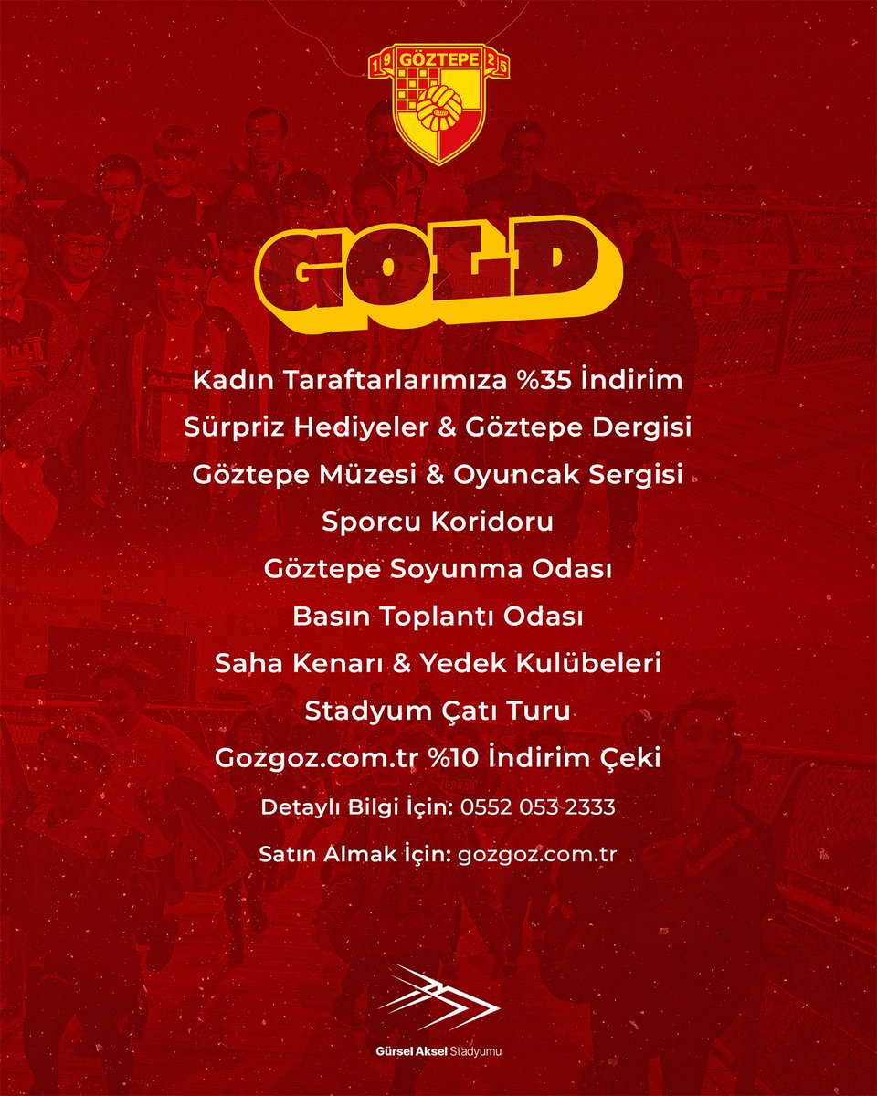 🏟 Efsane Tur, 8 Mart’ta seni bekliyor!🔥

Göztepe'nin kalbi, evimiz Gürsel Aksel Stadyumu, seni unutulmaz bir yolculuğa davet ediyor! 8 Mart Dünya Emekçi Kadınlar Günü’ne özel, Efsane Tur’a katılan tüm kadın taraftarlarımıza %35 indirim! 💛❤

Bu turda sahaya adım atacak,