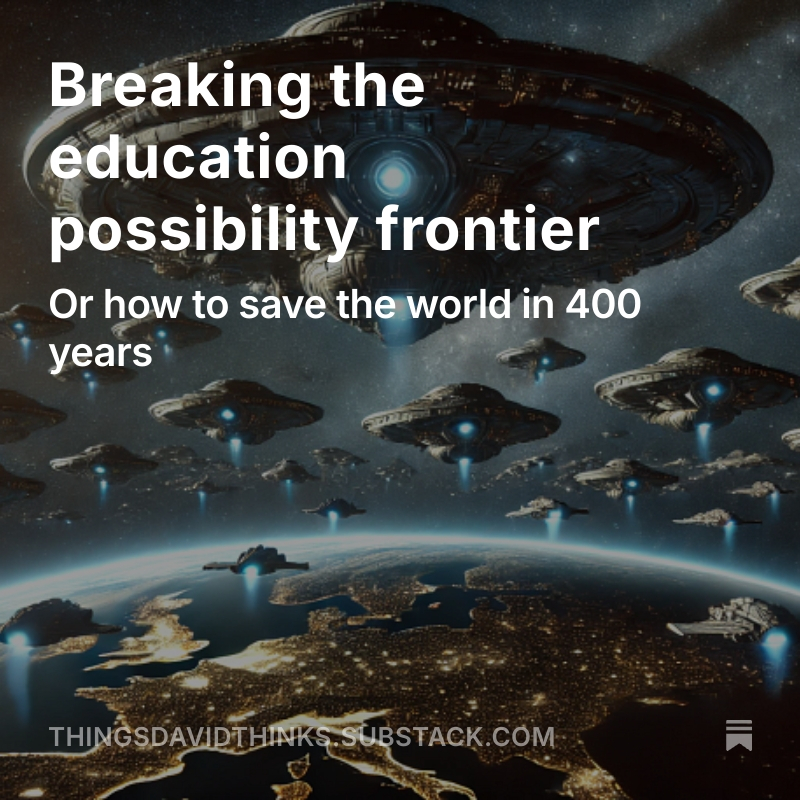 Inspired by the Three Body Problem (read it if you haven't, it's great), I've written about how we might try to *radically* increase educational outcomes.