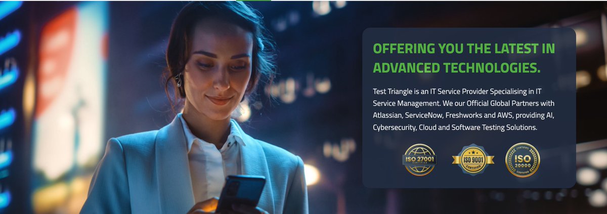TestTriangle's tweet image. Future Proof your Business with the Right Partners.

@TestTriangle is an IT Service Provider Specialising in IT Service Management. We our Official Global Partners with @Atlassian , @ServiceNow , @FreshworksInc  and @awscloud providing #AI #Cybersecurity #Cloud and…