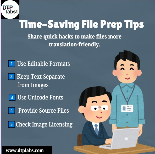 LabsDtp's tweet image. Make your files more translation-friendly with these time-saving tips! 
.
If you require any further information, please visit our website at dtplabs.com or contact us at info@dtplabs.com
.
#TranslationTips #LocalizationHacks #FilePreparation #DTPsolutions #DTPLabs