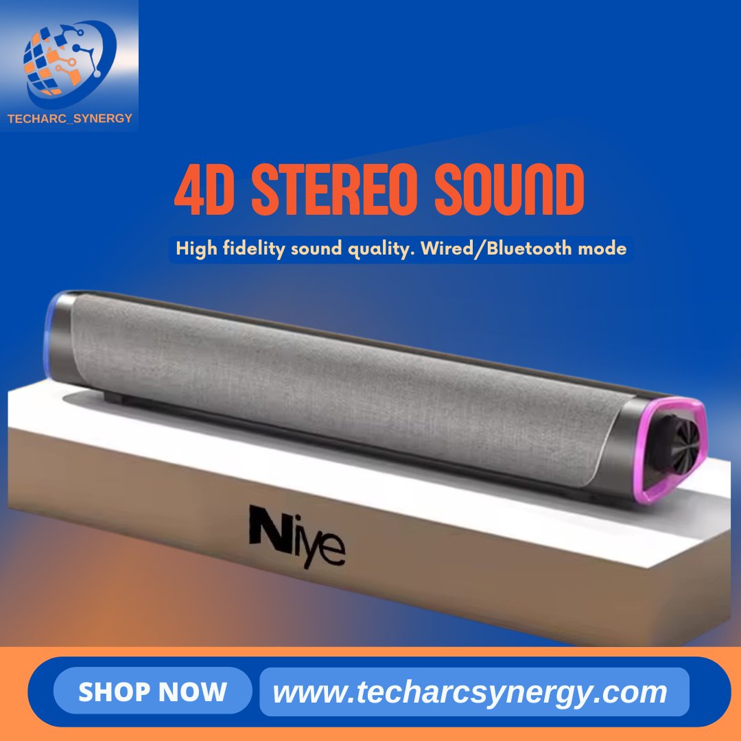 Techarcsynergy's tweet image. BOOST YOUR SOUND! Introducing our 4D Computer Speaker Bar! Stereo Sound, Subwoofer, Bluetooth &amp;amp; wired connectivity! Perfect for MacBook, Laptop, PC &amp;amp; Music Player! #ComputerSpeaker #StereoSound #Subwoofer #BluetoothSpeaker