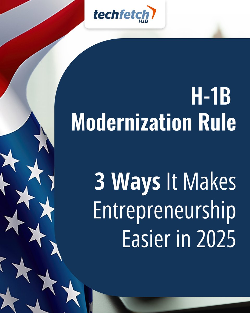 TechfetchH1B's tweet image. Breaking: #H1BVisa now works for entrepreneurs too!
The 2025 modernization rule allows business owners to qualify, simplifies paperwork, and recognizes diverse educational backgrounds.

Full details: uscis.gov/newsroom/alert…

#StartupVisa #USImmigration #TechFetch #TechFetchH1B