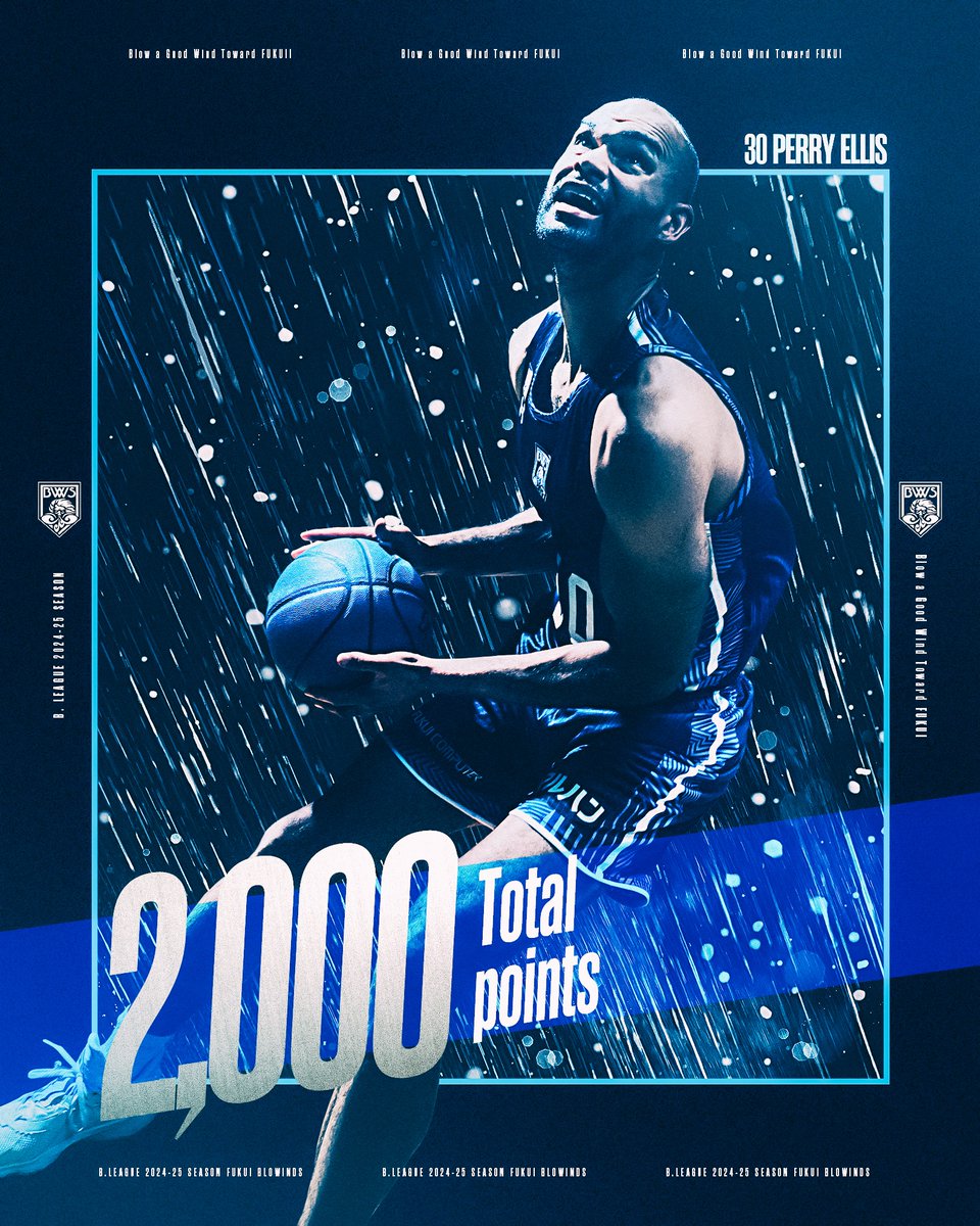 🙌 Congratulation🙌

2/15（土）の試合で #ペリー・エリス 選手が 個人通算2,000得点を達成👏
※リーグとの記録確認に時間がかかったため、リリースが遅れてしまいました。申し訳ございません。

記録達成おめでとうございます㊗️

#福井ブローウィンズ