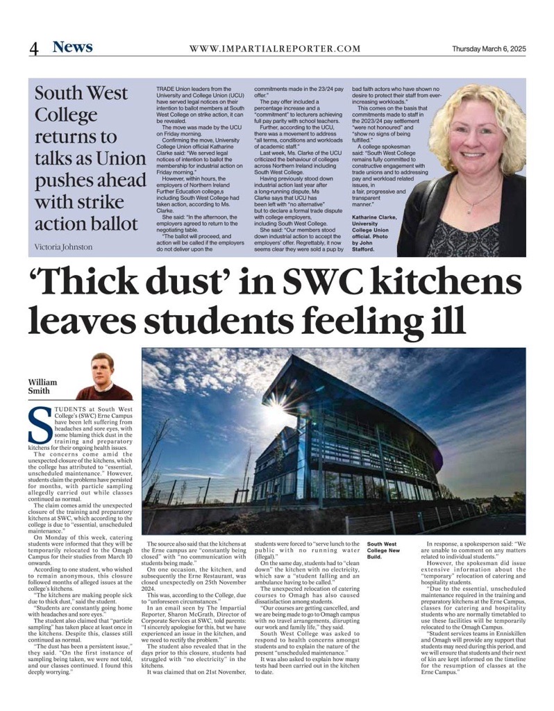 UCU (@ucu) on Twitter photo Strike ballot announced at South West College
UCU Official Katharine Clarke in The <a href="/impartialrep/">The Impartial Reporter</a> 👇
“The ballot will proceed, and action will be called if the employers do not deliver upon the commitments made in the 23/24 pay offer.”
Read online: impartialreporter.com/news/24980821.… Strike ballot announced at South West College
UCU Official Katharine Clarke in The <a href="/impartialrep/">The Impartial Reporter</a> 👇
“The ballot will proceed, and action will be called if the employers do not deliver upon the commitments made in the 23/24 pay offer.”
Read online: impartialreporter.com/news/24980821.…
