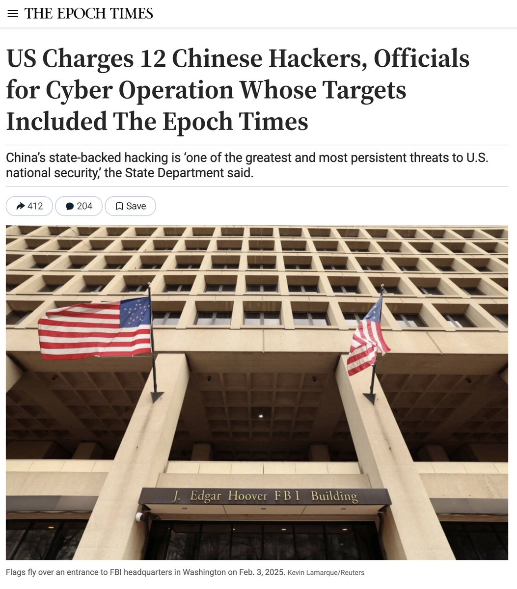 Jan Jekielek (@janjekielek) on Twitter photo 🚨BREAKING: US Charges 12 Chinese Hackers, Officials for Cyber Operation Whose Targets Included The <a href="/EpochTimes/">The Epoch Times</a>, <a href="/DefenseIntel/">DIA</a> & <a href="/CommerceGov/">U.S. Commerce Dept.</a>.
“For more than two decades the CCP has targeted us in a wide ranging transnational repression campaign, which we hope gets fully exposed 🚨BREAKING: US Charges 12 Chinese Hackers, Officials for Cyber Operation Whose Targets Included The <a href="/EpochTimes/">The Epoch Times</a>, <a href="/DefenseIntel/">DIA</a> & <a href="/CommerceGov/">U.S. Commerce Dept.</a>.
“For more than two decades the CCP has targeted us in a wide ranging transnational repression campaign, which we hope gets fully exposed